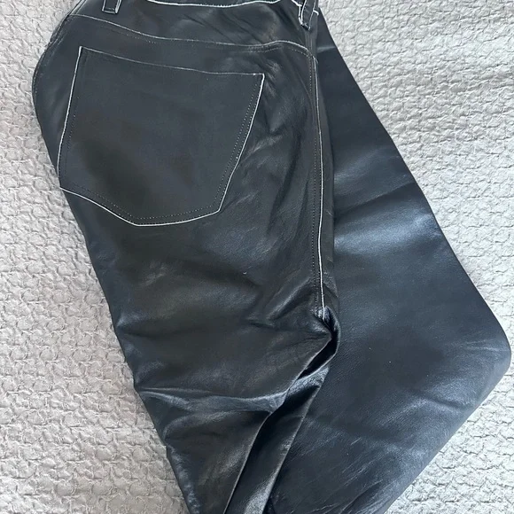 John Varvatos Black Leather Jeans